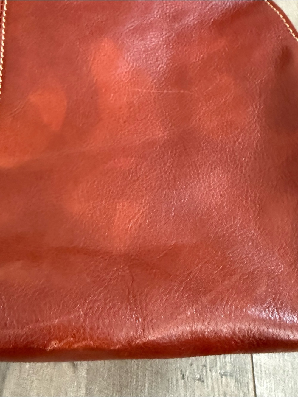 Florence Leather Handbag Purse Made in Italy Glossy Orange Brown Shoulder Bag - Picture 12 of 16